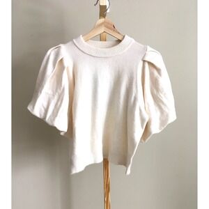 Future Collective Puff Sleeve Sweater Cream To, Med NWT
